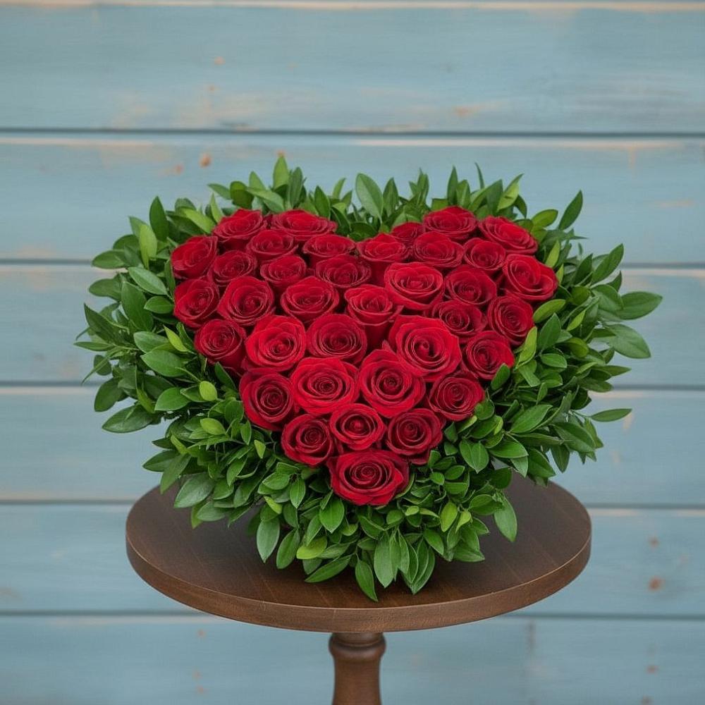 Цветочная композиция из Розы в виде сердца в Вартемяги