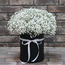 Цветочная композиция из Гипсофила в шляпной коробке в Вартемяги