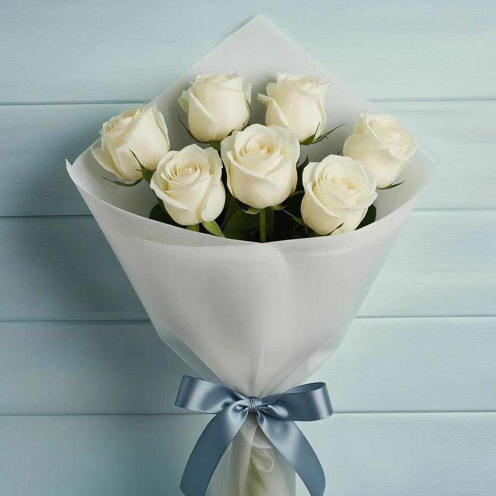 Букет 7 Белых роз Эдлесс Лав в Вартемяги