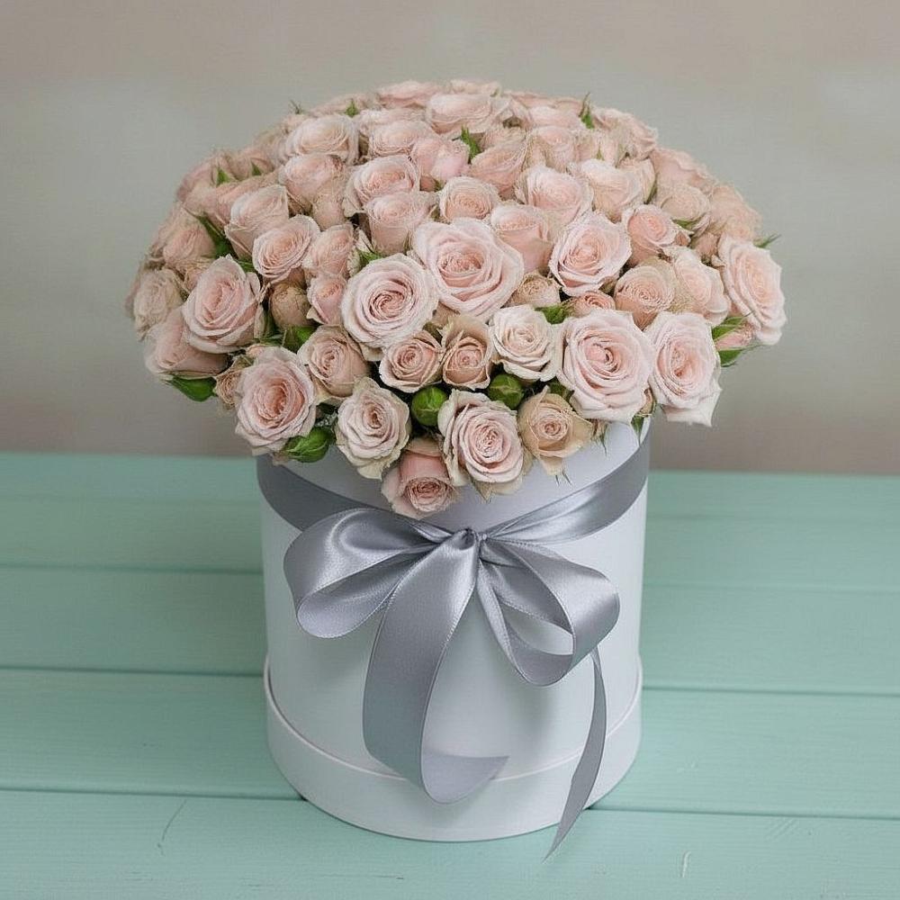 Цветочная композиция из Розы в шляпной коробке в Вартемяги